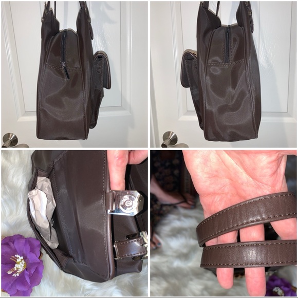 Shoulder Travel Bag Tote Purse Leopard Animal Print Calf Skin Fur Trim EUC - Picture 7 of 8